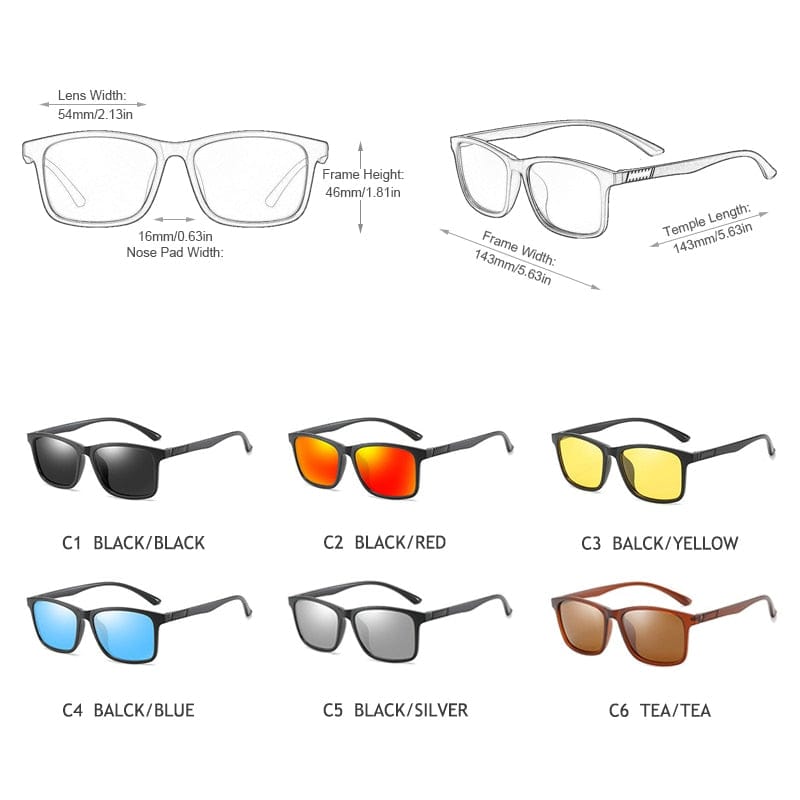 FUQIAN Light Weight TR90 Men Sun Glasses Classic Square Polarized Sunglasses For Male High Quality Driving Eyewear UV400
