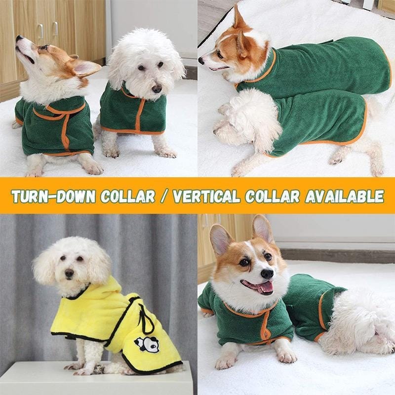 Dog Bathrobe Towel Bath Robe Pet Bathrobe Drying Coat Absorbent Towel For Large Medium Small Dog Super Fast Dry Soft Adjustable - Wowza