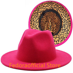 Rose red fedora hat new leopard print hat European and American men's and women's hat fedora jazz winter hat шапка женская