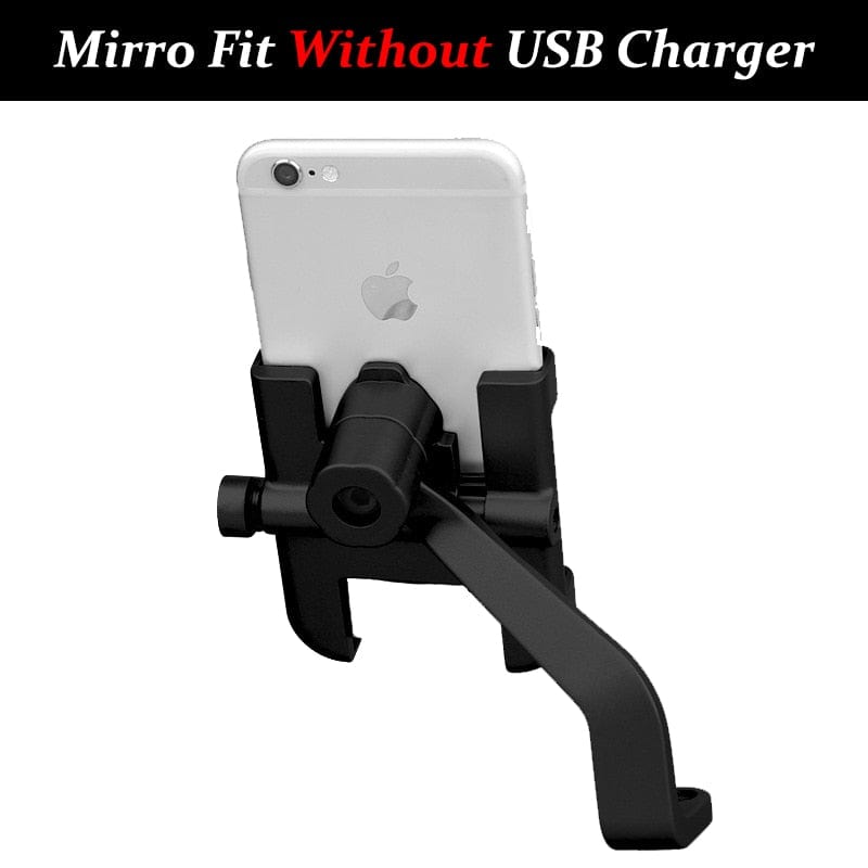 Aluminium Motorcycle Bike Phone Holder Stand With USB Charger Moto Bicycle Handlebar Mirro  Mobil Bracket Support Mount