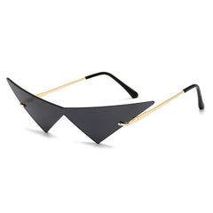 SO&EI Oversized Triangle One Piece Women Sunglasses Vintage Rimless Clear Ocean Lens Eyewear Fashion Men Cat Eye Sun Glasses