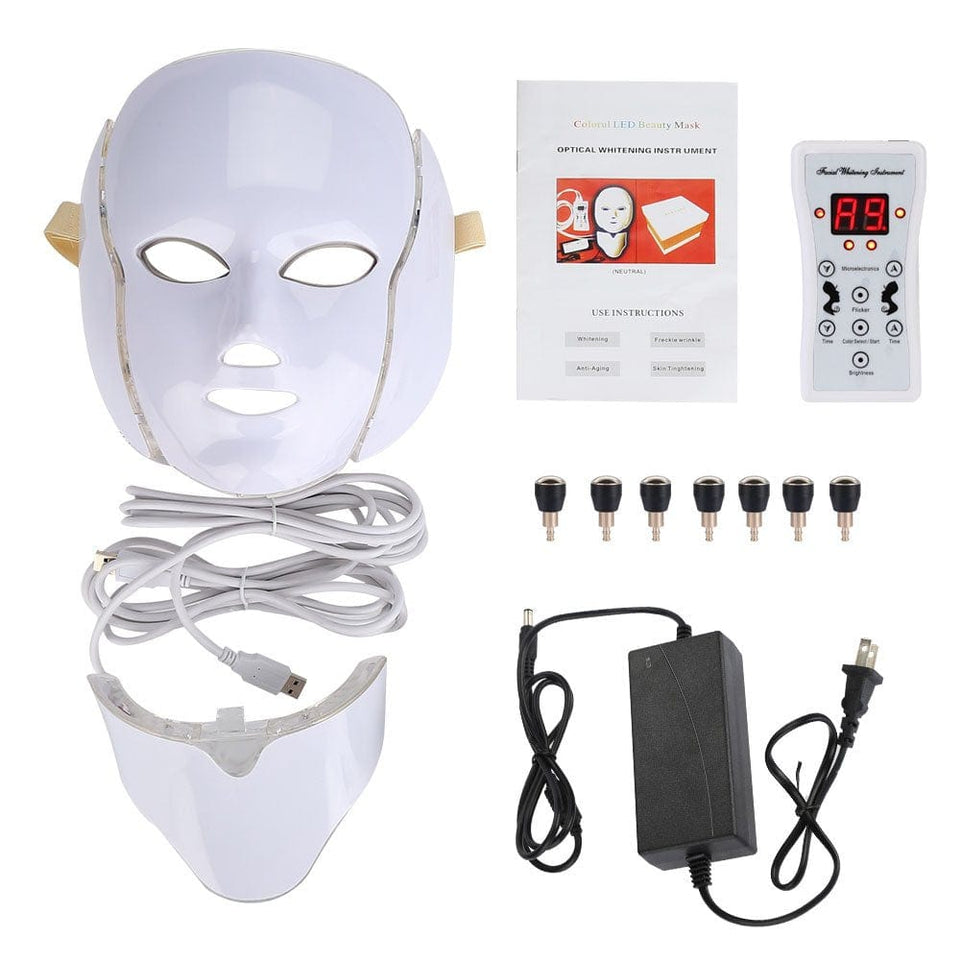 LED Facial Mask With Neck Skin Care 7 Colors Face Mask Treatment Beauty Anti Acne Therapy Whitening Korean Led Spa Mask Machine
