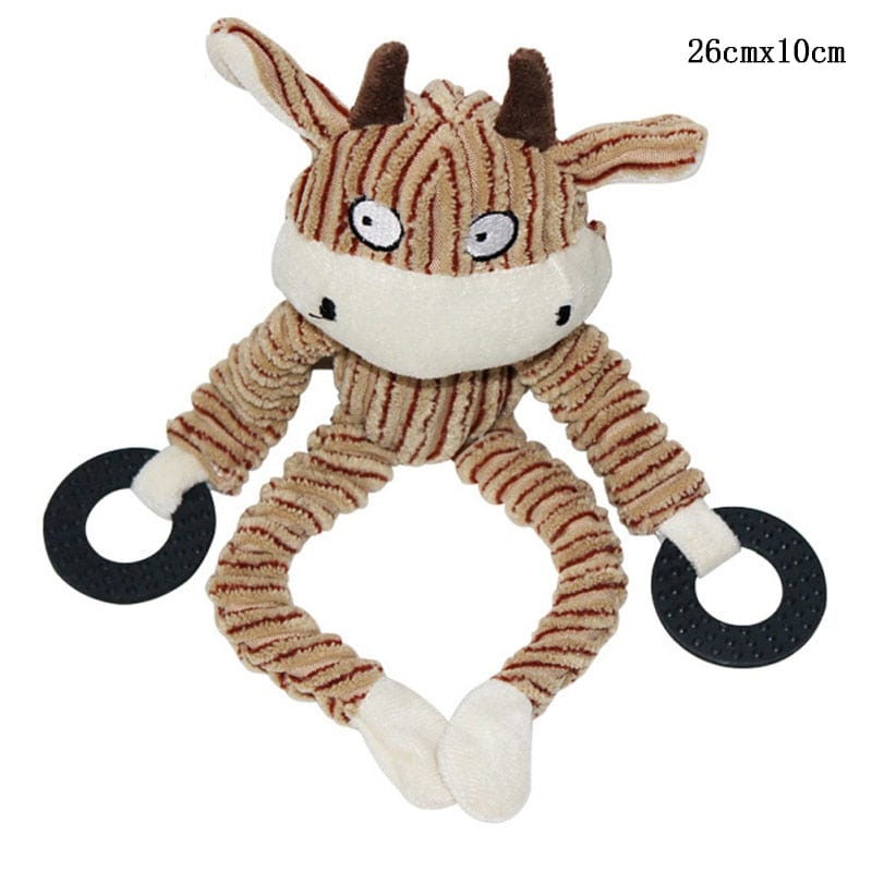 Fun Pets Toy Donkey Shape Corduroy Chew Toy For Dog Puppy Squeaker Squeaky Plush Bone Molar Dog Toy Pet Training Dog Accessories