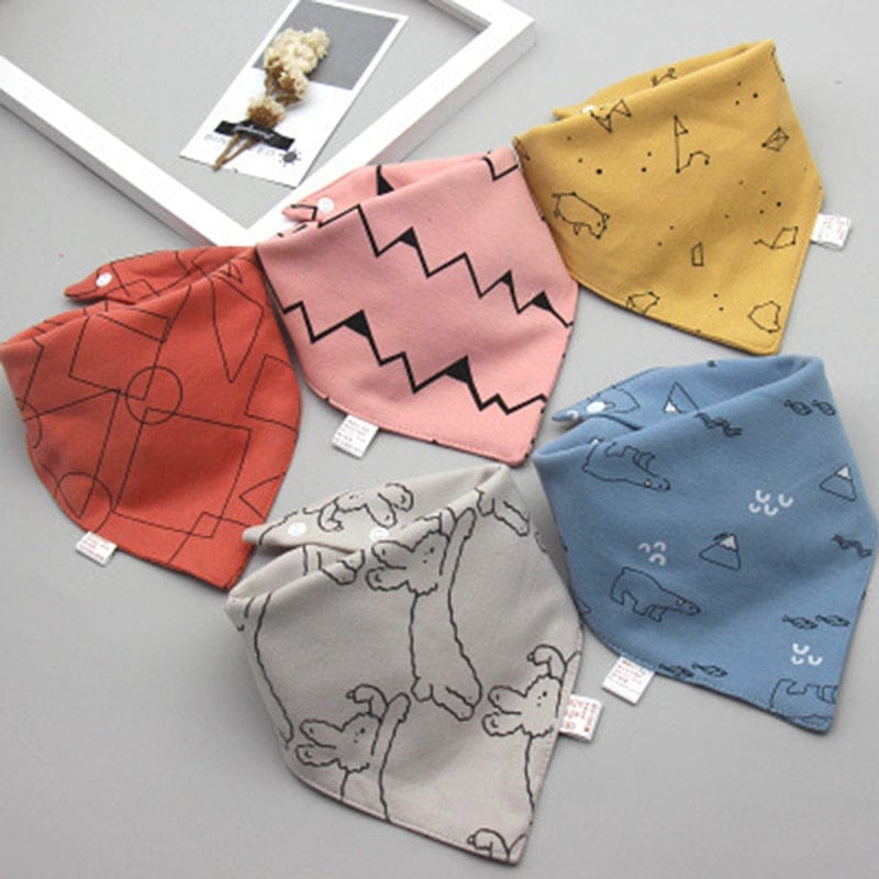 5Pcs/Set Baby Bibs Triangle Double Cotton Bandana Bibs Baby Boys Girls Babador Feeding Smock Infant Burp Cloth Baby Saliva Towel