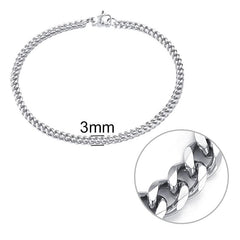 Jiayiqi 3-11 mm Men Chain Bracelet Stainless Steel Curb Cuban Link Chain Bangle for Male Women Hiphop Trendy Wrist Jewelry Gift