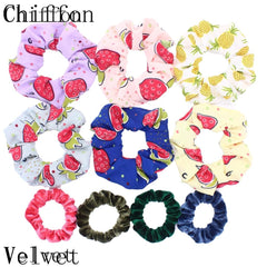 Scrunchies Set Hair Accessories Velvet Chiffon ties band Sequins organza Ponytail Holder Headwear No Crease Leopard Solid  10pcs