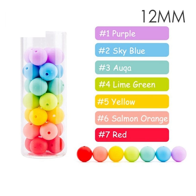 60pcs 12mm Baby Teether Silicone Beads Diy Pacifier Chain Bracelet Bpa Free Chewable Round Silicone Bead Accessories For Newborn