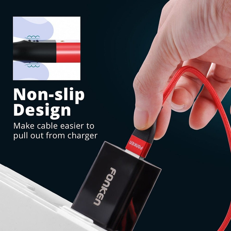 FONKEN Magnetic Cable 3A USB Magnetic Phone Charger Data Cord USB Type C Cable Magnet Fast Charging Cable Micro USB Charge Wire