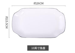 White With Black Edge Dinner Plate Ceramic Kitchen Tray Food Dishes Rice Salad Noodles Bowl Soup Kitchen Cook Tool 1pcs Sale - Wowza