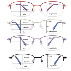 Progressive Multifocus Computer Reading Glasses Blue Light Blocking Titanium Alloy Spring Hinge Multifocal Readers Eyeglasses