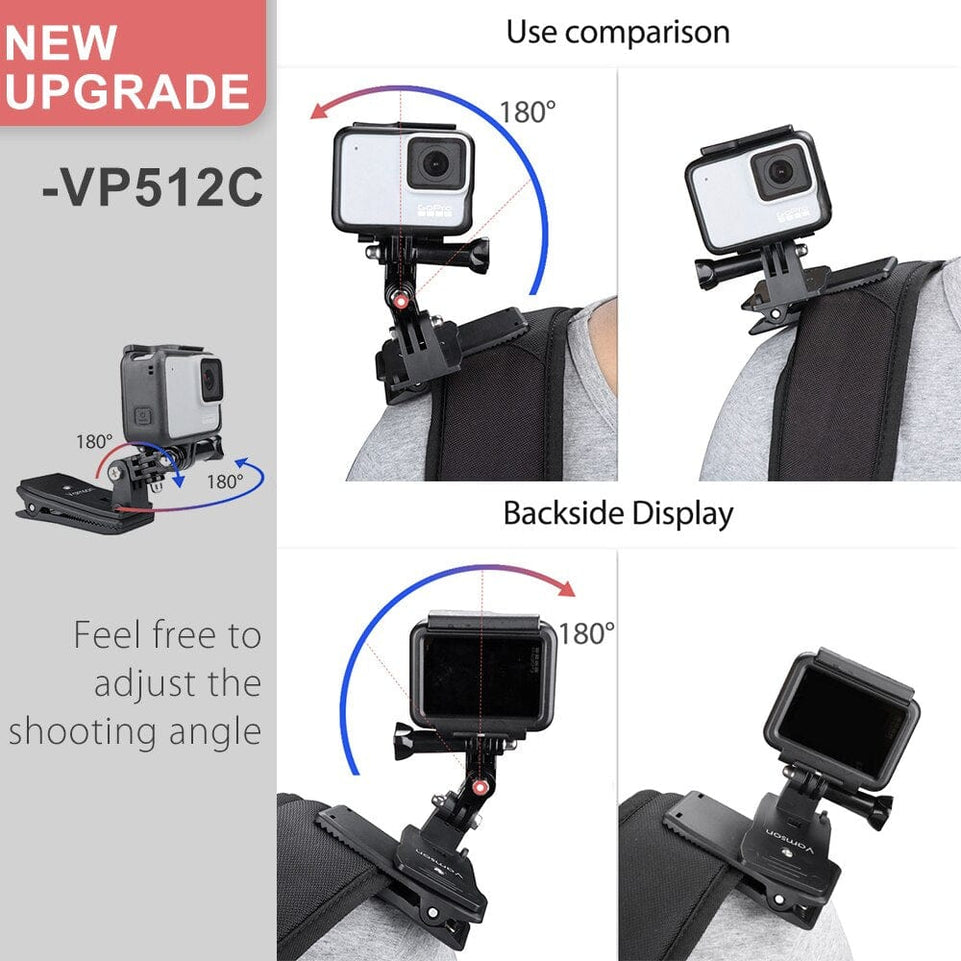 Vamson for Go Pro 11 10 9 8 Accessories 360-Degree Rotation Clip For GoPro Hero 6 5 for Insta360 X3 X2 Dji  Action 3 2 For Phone