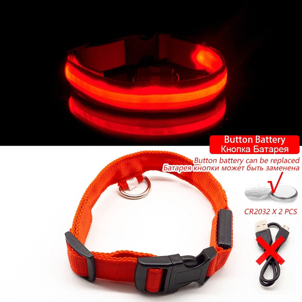 USB Charging/Battery replacement Led Dog Collar Anti-Lost Collar For Dogs Puppies Dog Collars Leads LED Supplies Pet Products - Wowza
