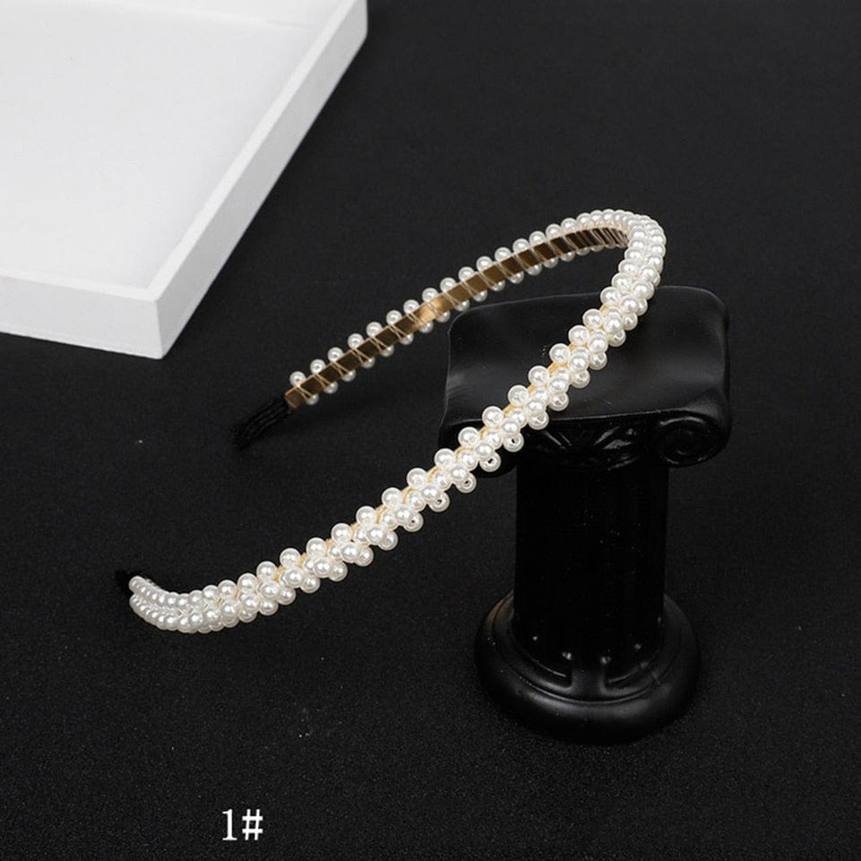 Girls Shiny Luxury Rhinestone Hair Band High Quality Diamond Pearls Hair Hoop Accessories for Women Crystal Headbands Ornaments