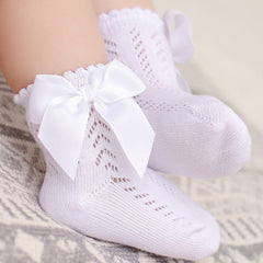 Summer Baby Girls Socks Toddlers Bow Long Sock Kids Knee High Soft Cotton Mesh Spanish Style Children 0-5 Years Breathable Socks