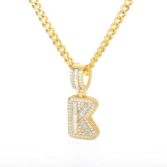 Trend Ice Out Letters Necklace Pendant for Women Men Initials Cubic Zirconia A-Z Alphabet Clavicle Necklace Collar Fashion Gift