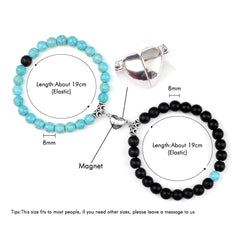 2pcs/set Natural Stone Beads Bracelet for Lovers Heart Magnet Attraction Couple Distance Bracelets Friends Jewelry Gift Bangles