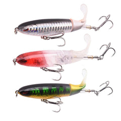 3pcs/lot Whopper Plopper 100mm 13g Floating Popper Fishing Lure pencil Artificial Hard Bait Wobbler Rotating Tail Fishing Tackle