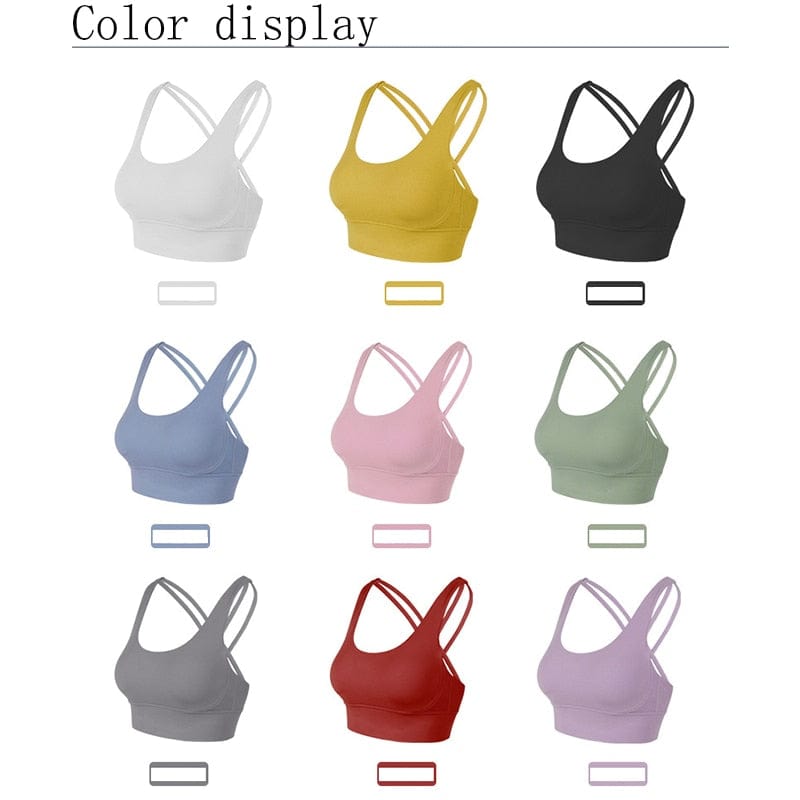 Soft Nude Sports Bra Back Cross Yoga Bra Push Up Shockproof Fitness Gym Fitness Bras Crop Tops Women Plain Yoga Workout Bras