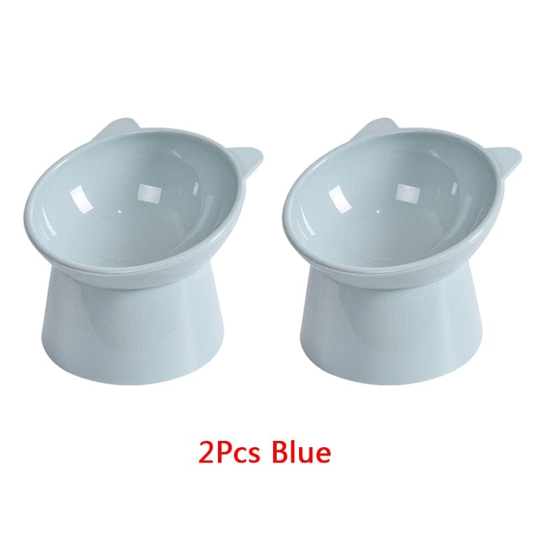 2Pcs/set Cat Bowl 45°Neck Protector High Foot Dog Bowl Cat Food Water Bowl Cute Binaural Pet Feeding Cup Feeder Bowls