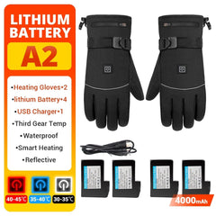 Motorcycle Gloves Waterproof Heated Moto Touch Screen Battery Powered Motorbike Racing Riding Gloves Winter##