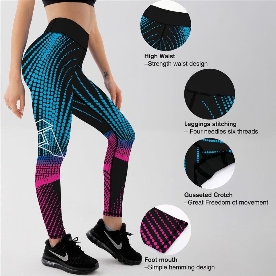 Qickitout 12% spandex Sexy elasticità a vita alta donna Leggings stampati digitali pantaloni Push-Up