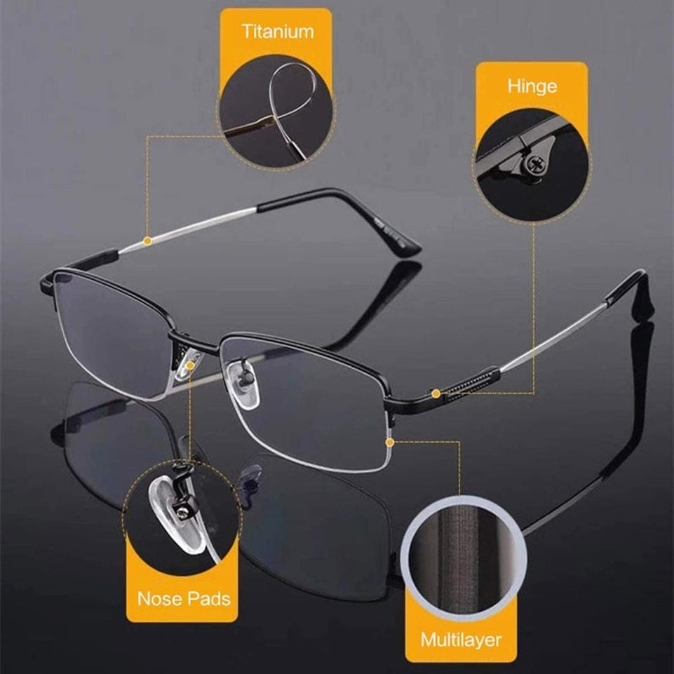 Progressive Multifocus Computer Reading Glasses Blue Light Blocking Titanium Alloy Spring Hinge Multifocal Readers Eyeglasses