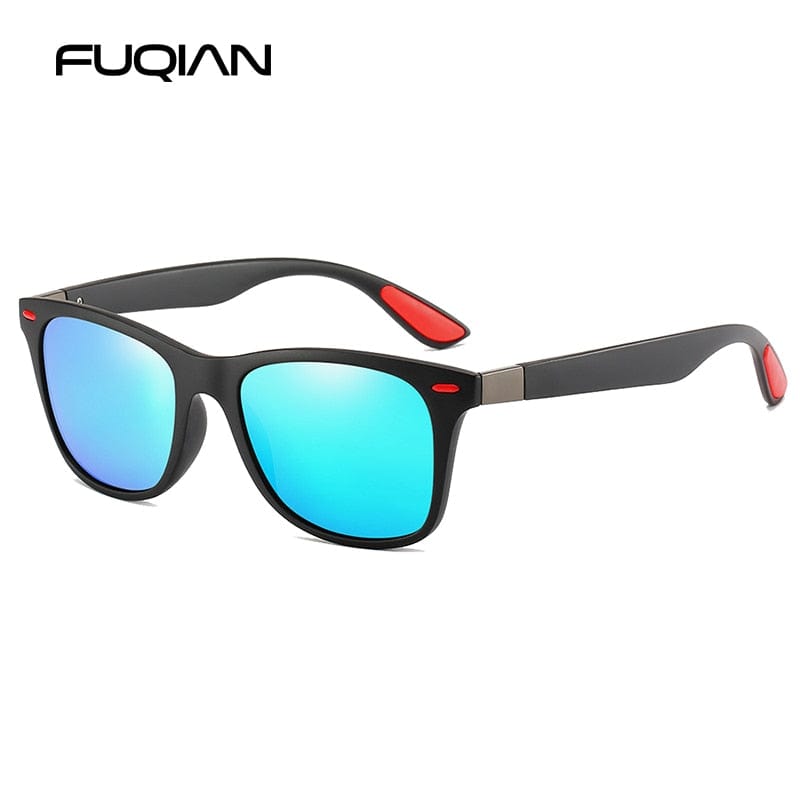 FUQIAN Hot Sale Polarized Sunglasses Men Women Classic Square Plastic Driving Sun Glasses Male Fashion Black Shades UV400