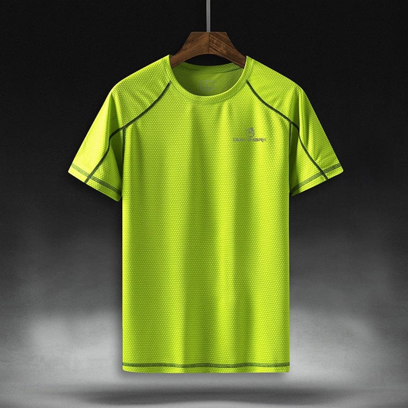 QUESHARK Men Quick Dry Short Sleeve Running T Shirt Breathable Tops T-shirts Fitness Gym Workout Ultrathin Ultralight Sports Tee