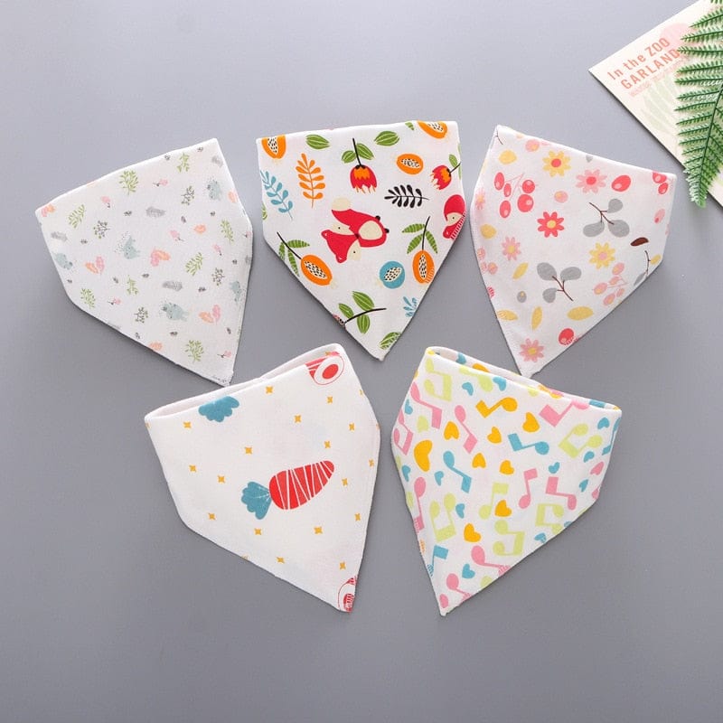 5Pcs/Set Baby Bibs Triangle Double Cotton Bandana Bibs Baby Boys Girls Babador Feeding Smock Infant Burp Cloth Baby Saliva Towel