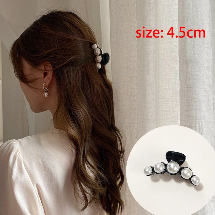 Korean Acrylic Hair Claws Pearl Claw Clips For Woman Large Size Barrette Crab  For Girl Shark Clip Fashion Hair Accessories