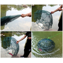 Strengthened 4-20 Holes Automatic Fishing Net Shrimp Cage Nylon Foldable Crab Fish Trap Cast Nets Cast Folding Fishing Network