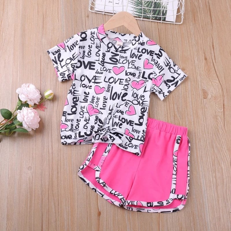 Humor Bear Girls Clothes Suit  Brand NEW Summer Toddler Girl Clothes Dot Bow Vest T-shirt Tops+Shorts Pants 2Pcs Set