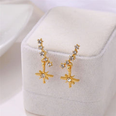 Korea New Fashion Gold Silver Color Cross Crystal Stud Earrings for Women Elegant Cute Pearl Earrings Brincos Jewelry