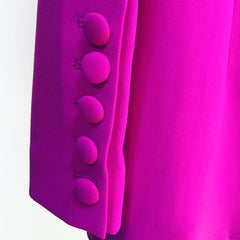 HIGH QUALITY Newest 2023 Runway Designer Suit Set Women's Single Button Blazer Flare Pants Suit Fluorescent Purple