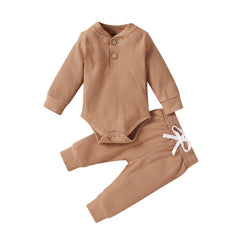 16 Colors Baby Outfits Solid Sets Infant Toddler Newborn Girls Boys Autumn Winter Baby Girl Boy Long Sleeve Romper Pants 0-24M