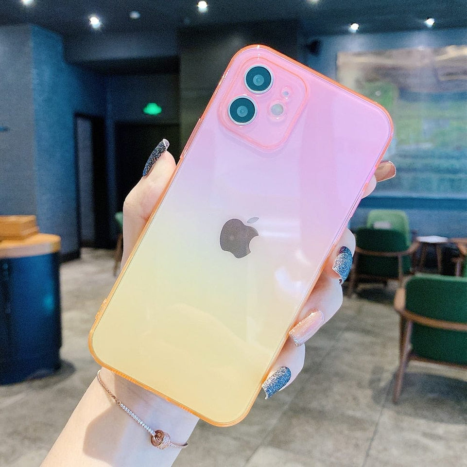LOVECOM Gradient Clear Watercolor Phone Case For iPhone 13 12 14 Pro Max 11 Pro Max XS Max XR X 7 8 Plus Coque Soft TPU Cover
