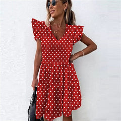 Summer Dress 2021 Women Ruffle Spring  Street Sexy Casual Slim Thin Beach Party O Neck Mini Polka Dot Dress Vestidos De Fiesta