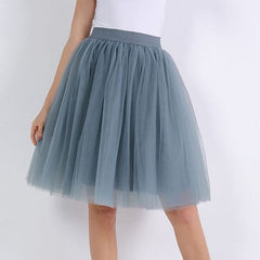 Quality 5 Layers Fashion Tulle Skirt Pleated TUTU Skirts Womens Lolita Petticoat Bridesmaids Midi Skirt Jupe Saias faldas