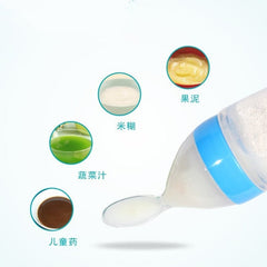 Squeezing Feeding Bottle Silicone Newborn Baby Training Rice Spoon Infant Cereal Food Supplement Feeder Safe Tableware Tools