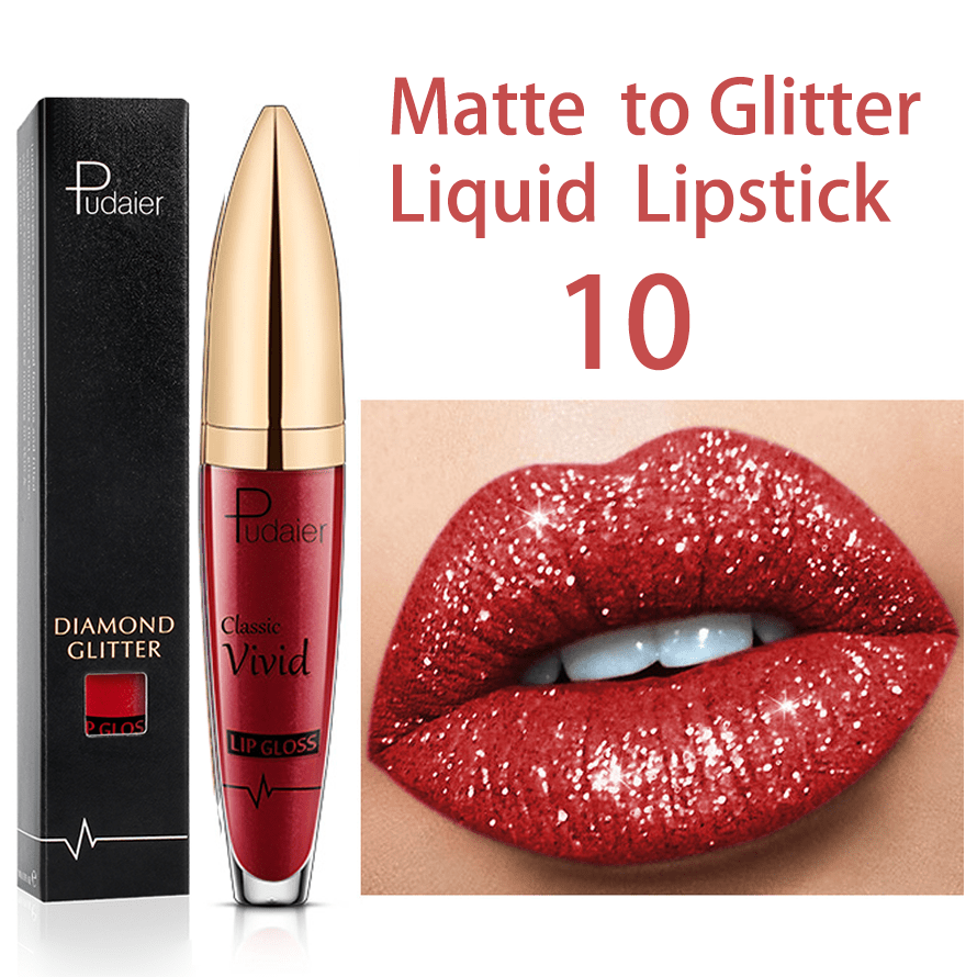 Sexy Diamond Shimmer Glitter Lipg Loss Matte To Glitter Liquid Lipstick Waterproof Diamond Pearl Colour Lip Gloss Makeup Beauty