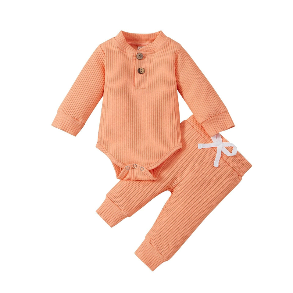 16 Colors Baby Outfits Solid Sets Infant Toddler Newborn Girls Boys Autumn Winter Baby Girl Boy Long Sleeve Romper Pants 0-24M