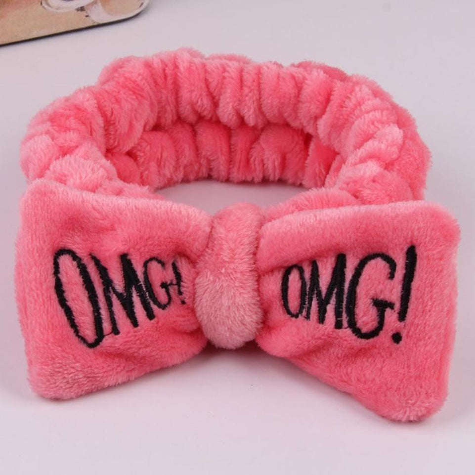 New Letter "OMG" Coral Fleece Soft Bow Headbands for women Girls Cute Hair Holder Hairbands Hair Bands Headwear Hair Accessories