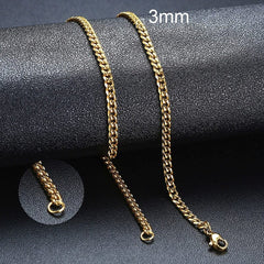 Vnox Cuban Chain Necklace for Men Women, Basic Punk Stainless Steel Curb Link Chain Chokers,Vintage Gold Color Solid Metal Colla