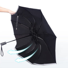 UV Automatic Umbrella With Reflective Strip Rain Wind Resistant Trip Sun Reverse Umbrellas Folding Umbrella