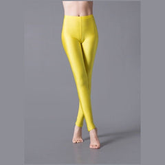 YRRETY Shiny Leggings Women Thin Full Ankle Length Leggings Stretch Pants Basic Leggings Casual Spandex Soft Multicolor Legging