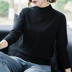 PEONFLY Turtleneck Sweater Autumn Winter Knitted Pullovers Women Sweaters Casual Loose Long Sleeve Solid Color Female Jumper