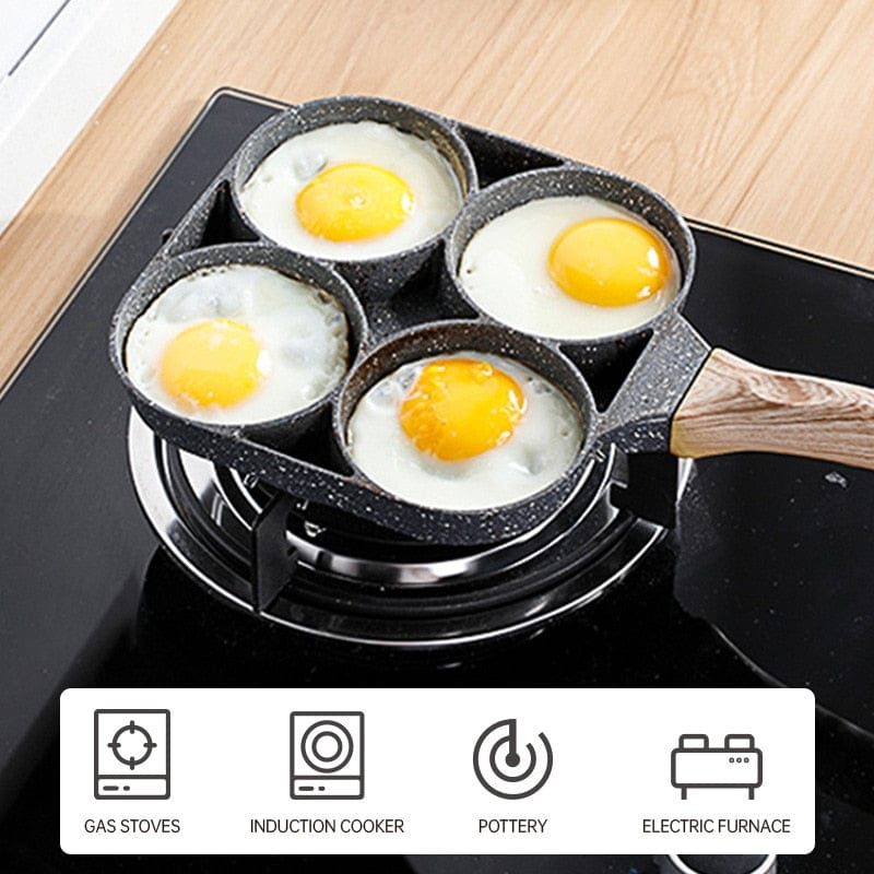 Four-hole Frying Pot Pan Thickened Omelet Pan Non-stick Egg Pancake Steak Pan Cooking Egg Ham Pans Breakfast Maker Cookware - Wowza