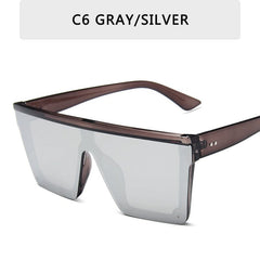 2025 Vintage Male Flat Top Sunglasses Men Brand Black Square Shades UV400 Gradient Sun Glasses For Women Cool One Piece Designer