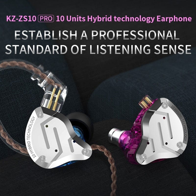 KZ ZS10 Pro Noise Cancelling Earphones 4BA+1DD Hybrid 10 driver Units HIFI Bass Earbuds in ear Monitor Metal Headset