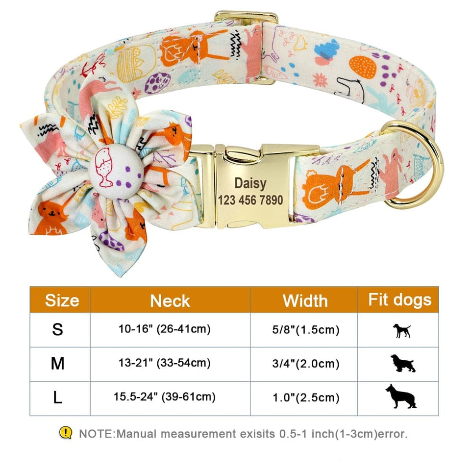 Fashion Printed Dog Collar Personalized Nylon Dog Collar Custom Pet Puppy Cat Collars Engraved ID Tag Collars Dog Accessories